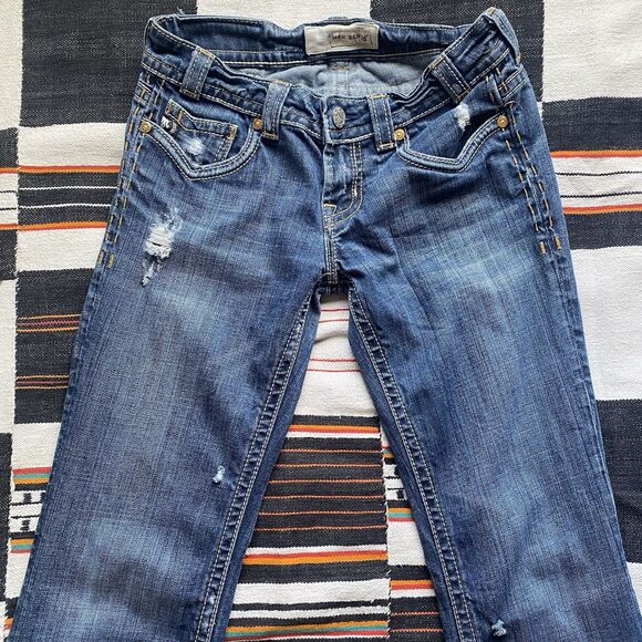 MEK Denim Jeans Womens 26/32 Blue Bootcut Oaxaca Flap Pockets.Stretch. Low Rise. - Picture 4 of 15